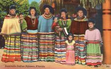 Postcard FL Seminole Indian Squaws Florida Linen Vintage PC J3796 picture
