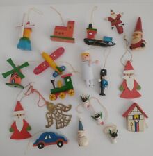 VTG Lot Wood Christmas Figurines Ornaments Brass Angel Santa Windmill Plane picture
