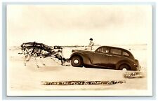Postcard Real Photo Exaggeration Surreal RPPC Grasshopper Pulling Car F D Conard picture