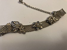 vintage estate silver floral   chain bracelet picture