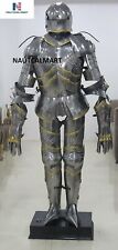 Armour Medieval Rare German Gothic Full Suit of Armour With Wooden Display Stand picture