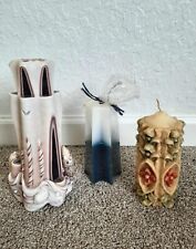 Lot of 3 Vintage Carved Seashell Ribbon, Floral, Decorative Candles picture