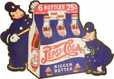 PEPSI COLA SIX PACK KEYSTONE COPS HEAVY DUTY USA MADE METAL ADVERTISING SIGN picture