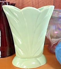 Vintage RRP Co. Roseville, Ohio Green Deco Fan Vase picture