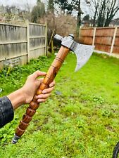 HANDMADE SMOKING PIPE TOMAHAWK AXE FORGED DAMASCUS STEEL & LEATHER SHEATH BY ARC picture