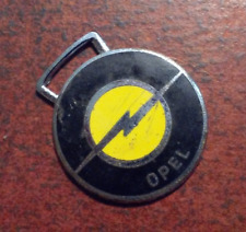 Vintage OPEL car / auto Round Key Fob Yellow & Black Silver-Tone made in England picture