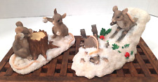 Pair of Charming Tails Silvestri Winter Figurines Snow Ball Fight & Sledding picture