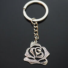 Hollow Rose Flower Petal Vintage Antique Look Charm Pendant Keychain Key Chain picture