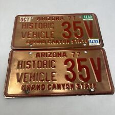 VTG Pair Arizona 1977 77 Historic Vehicle Copper License Plate picture