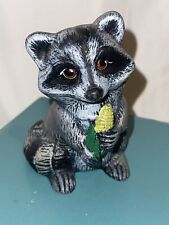 Estate Raccoon Figurine Find Ceramic Vintage Holding Corn picture
