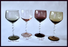 4- Early 1960s Hot Air Blown Twisted Stem Crystal Wine Glasses Pastel Colors-EXC picture