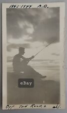 1943 1944 Off The Rocks Silouette FISHING Vintage Photo  picture