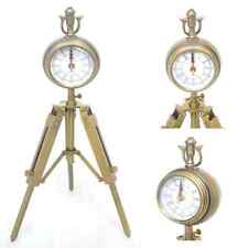 Maritime Clock With Wooden Tripod Stand Handmade Brass Desk Clock For Home Decor picture