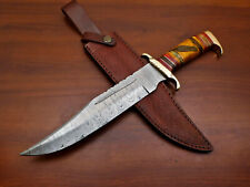 CUSTOM FORGED HANDMADE DAMASCUS BLOOD GROOVED BLADE BOWIE HUNTING KNIFE -HB-4504 picture