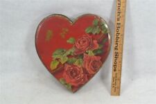 antique TinDeco candy container hinged tin Heart 1920 red/roses rare original  picture