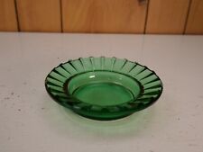 Vintage Green Round Glass Ashtray MCM Ribbed picture