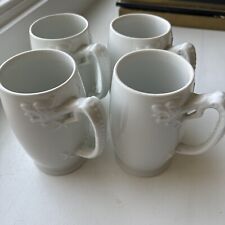 Set Of 4 Antique J & C Dragon Handle Mugs German RARE All White picture