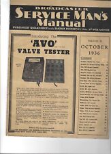 Broadcaster Service man`s Manual Vol 2 October 1936 Radio Recivers Avo Valve picture