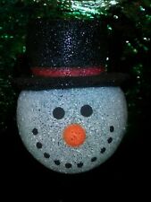 Vintage Christmas Melted Popcorn Plastic Snowman lantern cover vhtf picture