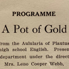 1928 A Pot Of Gold Program Aulularia Of Plautus Los Angeles High School LAHS picture