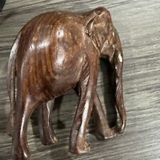 Small Wood Carved Elephant Nice Decor. Brown Wood picture