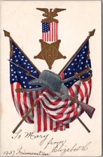 c1900s DECORATION DAY Postcard G.A.R. Medal / Rifle Sword US Flags / UNUSED picture