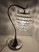 Vintage C.N. Burman Crystal Hanging Lamp w/Chrome Base For Bedroom, Desk Etc. picture
