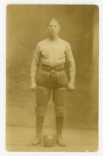 Football Player Photo 1910 Antique Vintage Uniform Helmet College RPPC Q6044 picture