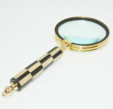 Antique Vintage Maritime Brass Magnifying Magnifier Glass Sturdy Resin Handle picture