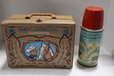 ROY ROGERS 1960 Brown Saddlebag Vinyl Lunchbox Thermos Double R Bar Ranch picture