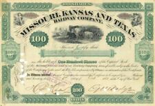 Missouri, Kansas and Texas Railway Co. signed by Grenville M. Dodge - 1880 dated picture
