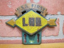 1940s SUNOCO USA FIRST License Plate Topper Badge Sign Gas Oil Auto Ad picture