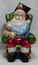 OWC Old World Christmas Blown Glass Santa Vaccinated #40323 Pandemic safety picture