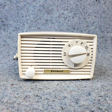 Philmore Tube Radio AM Vintage 1950's MCM White Tabletop Made In Japan Works picture