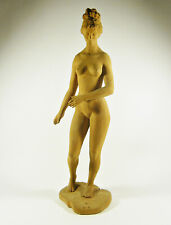 NUDE WOMAN STANDING, VINTAGE ARTIST SIGNED WOODENWARE CARVED FIGURINE  (F054) picture