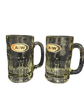 2 Vintage A&W Root beer Heavy Thumbprint coke float Mugs 6 Inch glasses picture