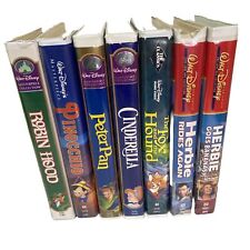 Disney VHS Lot of 7 Movies Clamshell Peter Pan Pinocchio Robin Hood Cinderella picture