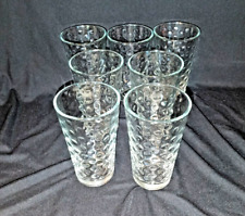 7 Vintage Libbey Tall Drinking Glasses  Coin Dot Optic Bubbles Glassware picture