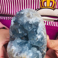 1500g Natural Blue Celestite Geode Crystal Quartz Rock Specimen GH666 picture