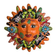 Mexican Talavera Ceramic Lady Sun Face Wall Decor Hanging Pottery Folk Art Vtg  picture