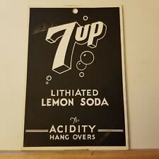 Super Rare 1930s 7up hanging sign lithiated lemon soda acidity hang overs  picture