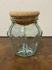 Vintage Green Glass Triple Divided Jar with Cork Lid, SVE Italy, Great Condition picture