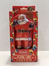 COCA-COLA SANTA CLAUS CHRISTMAS PLAYING CARDS 2-Decks in Collectors Tin 2002 picture