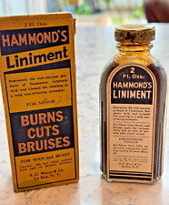 Antique Hammond's Liniment Full Glass Bottle in Box - LeRoy, NY, S.C. Wells & Co picture
