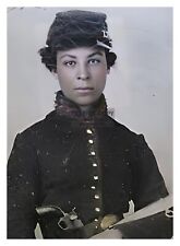 CATHAY WILLIAMS ONLY FEMALE BUFFALO SOLDIER UNION CIVIL WAR 5X7 COLORIZED PHOTO picture