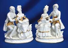 PAIR WHITE & GOLD 18TH CENTURY DRESSED FIGURINES BY ERNST BOHNE picture