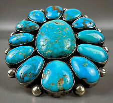 MASSIVE Vintage Navajo Sterling Silver Natural Turquoise Cluster Ring OMG WOW picture