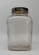 Antique Nash Coffee Glass Square Jar and Lid circa 1920s picture