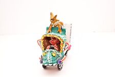 VTG Ocumicho Pottery Mexican Folk art DEVIL Riding on CAR DIABLO Figure Statue. picture