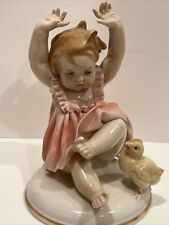 Antique 20th Girl Figurine In Saxony Porcelain By Karl Ens Marked Height 5.5 picture